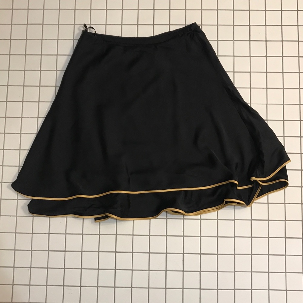 Ralph Lauren Black Silk Skirt with Gold